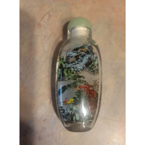 Set of Four Glass Chinese Reverse Painted Snuff / Perfume Bottles. - Picture 10 of 11